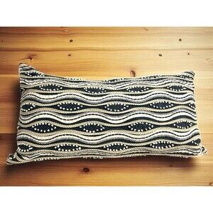 Celerie Kemble Lumbar Pillow Blue Cream Patterned Decor Down Filled Insert
